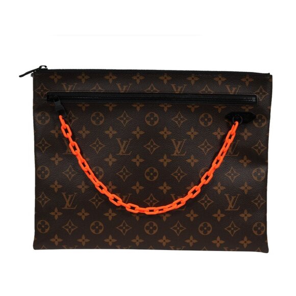 Louis Vuitton Virgil Solar Ray Pouch Orange Brown Canvas Monogram Travel Clutch - Picture 1 of 10